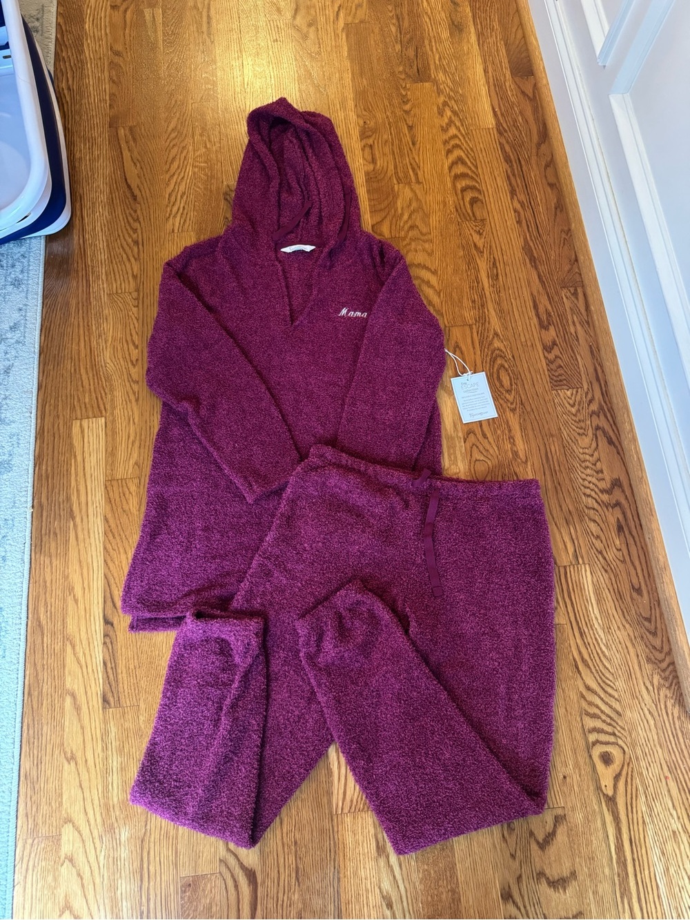 NWT Pajamagram Plush Mama Hoodie & Jogger Set - Deep Berry